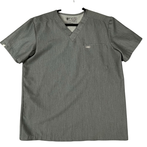 FIGS Leon Three-Pocket Graphite Gray V-Neck Scrub Top - Sz M - Picture 1 of 11